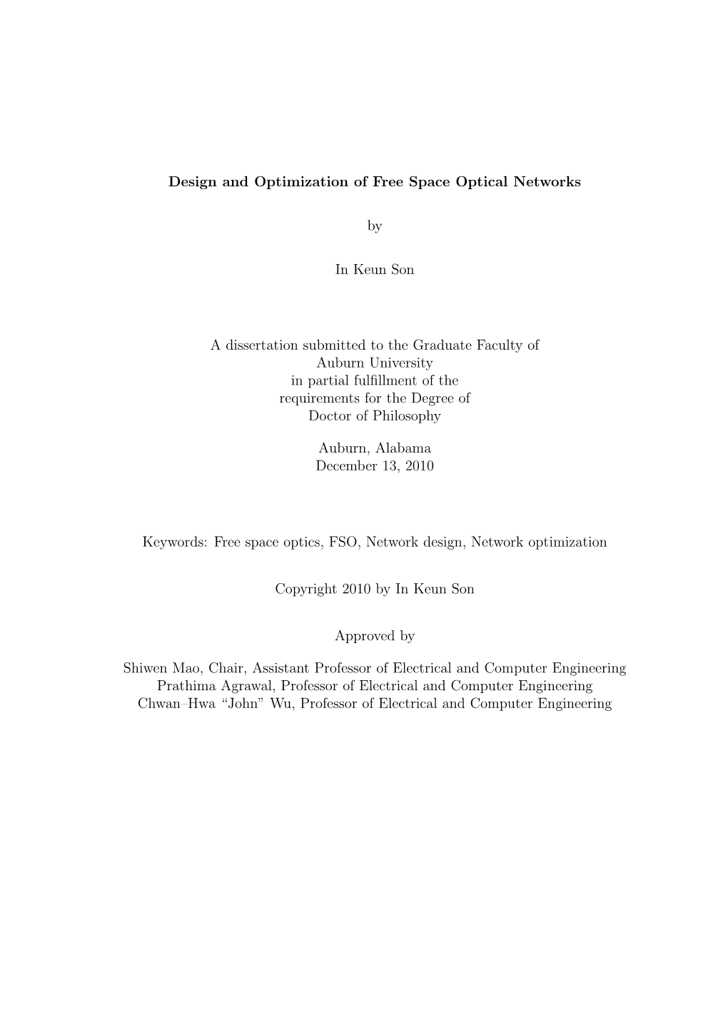 Design and Optimization of Free Space Optical Networks