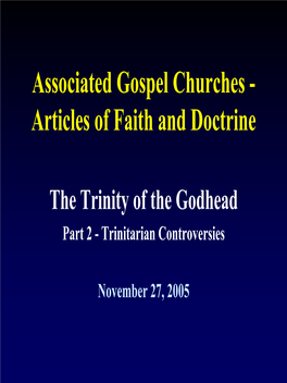 AGC Articles of Faith and Doctrine