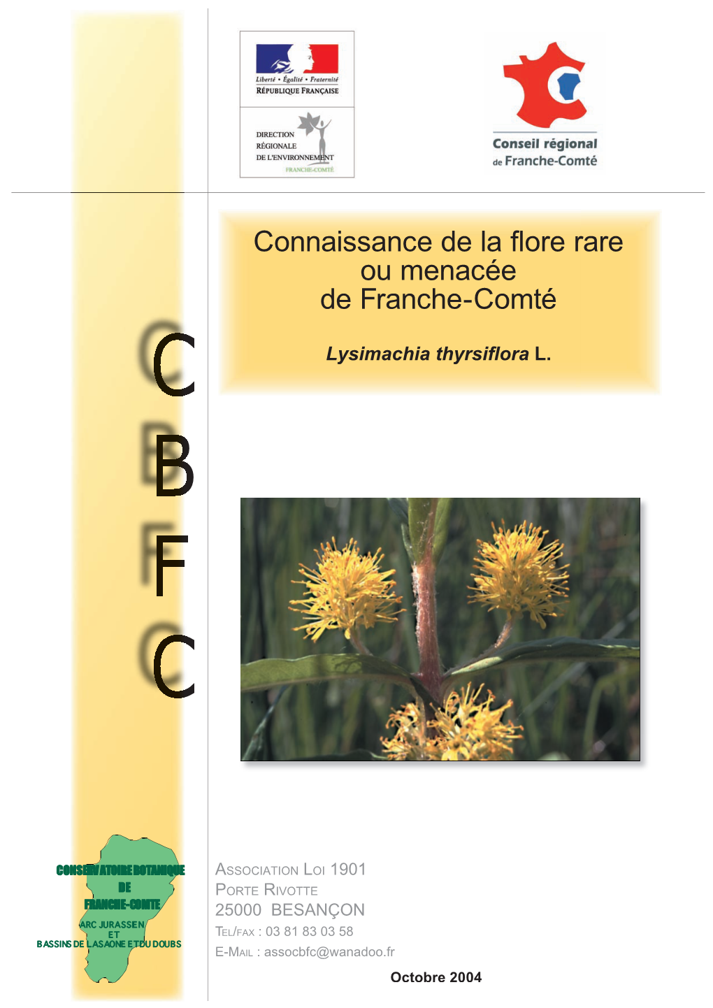 Connaissance De La Flore Rare Ou Menacée De Franche-Comté