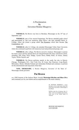 A Proclamation by Governor Ronnie Musgrove