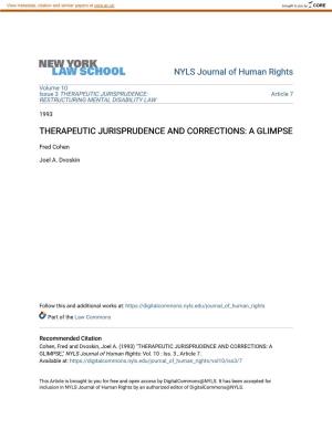 Therapeutic Jurisprudence and Corrections: a Glimpse