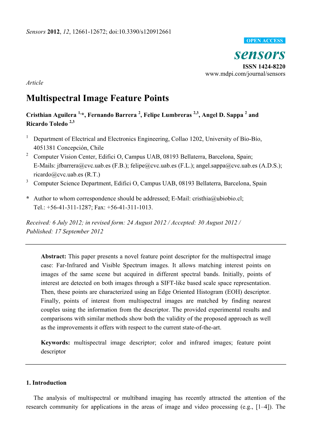 Multispectral Image Feature Points