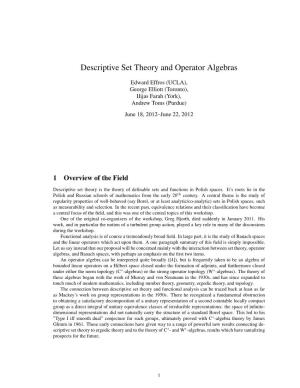 Descriptive Set Theory and Operator Algebras