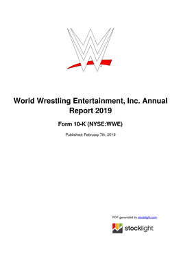 World Wrestling Entertainment, Inc. Annual Report 2019