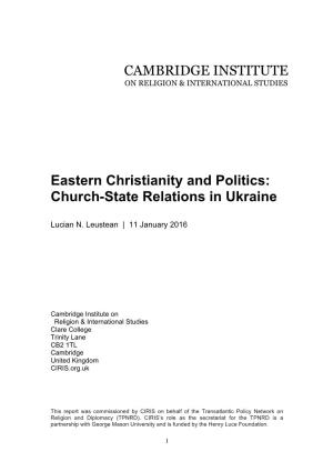 Eastern Christianity and Politics: Church-State Relations in Ukraine