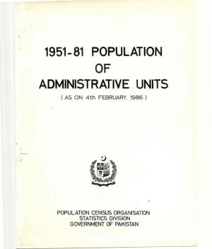 1951-81 Population Administrative . Units