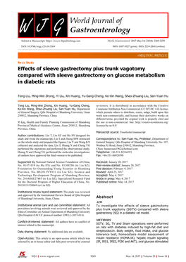 Effects of Sleeve Gastrectomy Plus Trunk Vagotomy Compared with Sleeve Gastrectomy on Glucose Metabolism in Diabetic Rats