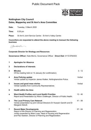 (Public Pack)Agenda Document for Dales, Mapperley and St Ann's Area Committee, 03/03/2020 18:00