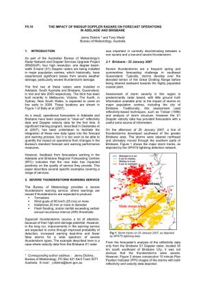 P5.10 the Impact of Rndsup Doppler Radars on Forecast Operations in Adelaide and Brisbane