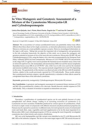 In Vitro Mutagenic and Genotoxic Assessment of a Mixture of the Cyanotoxins Microcystin-LR and Cylindrospermopsin