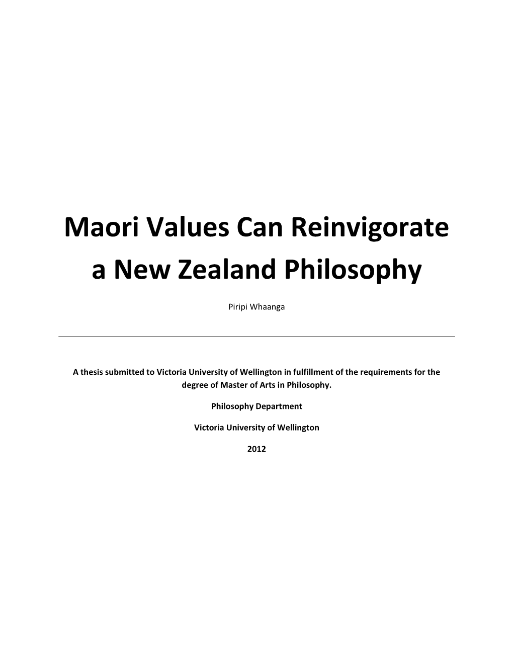 Maori Values Can Reinvigorate a New Zealand Philosophy
