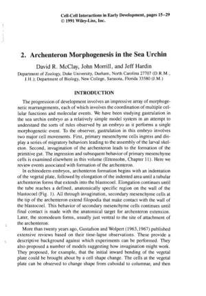 2. Archenteron Morphogenesis in the Sea Urchin David R