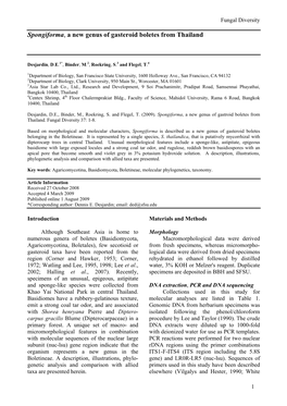 Spongiforma, a New Genus of Gasteroid Boletes from Thailand