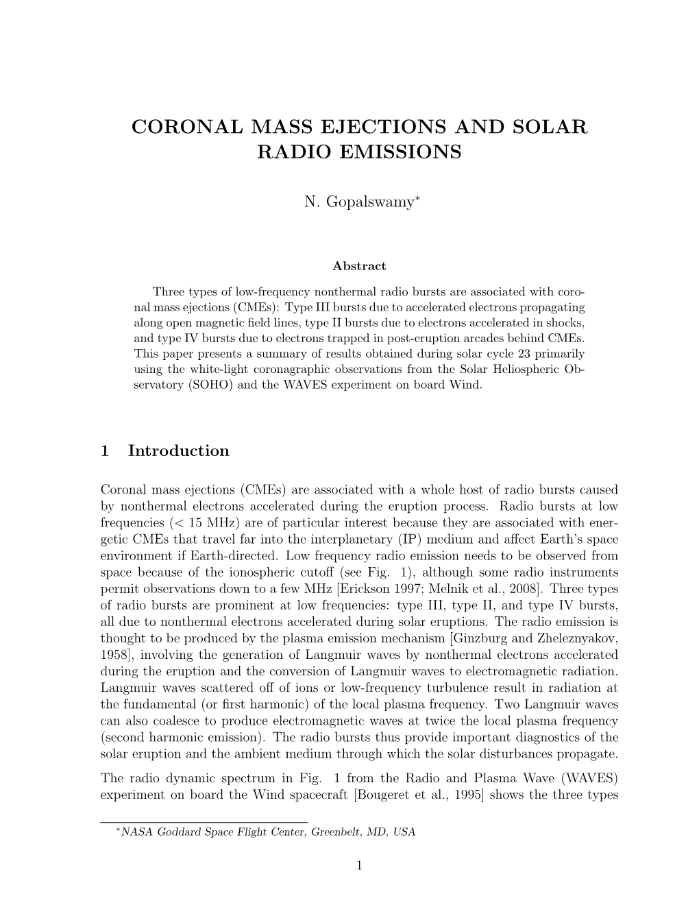 Coronal Mass Ejections and Solar Radio Emissions