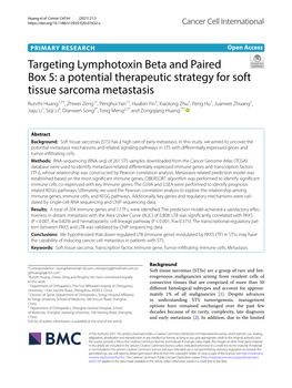 Targeting Lymphotoxin Beta and Paired Box 5: a Potential