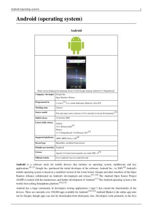 Android (Operating System) 1 Android (Operating System)