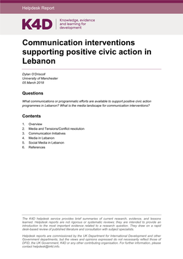 Communication Interventions Supporting Positive Civic Action in Lebanon