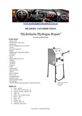 “Hydrolastic/Hydragas Repair”