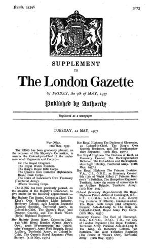 The London Gazette of FRIDAY, the 7Th of MAY, 1937