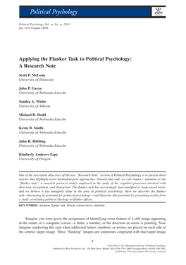 Applying the Flanker Task to Political Psychology: a Research Note