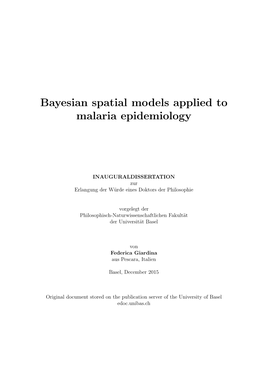 Bayesian Spatial Models Applied to Malaria Epidemiology