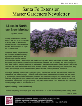 Santa Fe Extension Master Gardeners Newsletter
