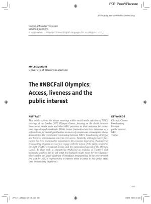 The #Nbcfail Olympics: Access, Liveness and the Public Interest