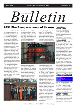 1831 Fire Pump — a Home of Its Own Needs a New… …Parish Council Clerk Inaugurated at Snells Hall in Front for the Building Project, John Matching Funding