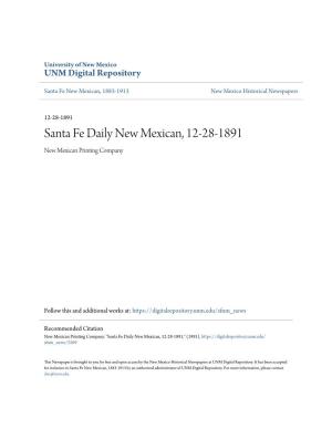 Santa Fe Daily New Mexican, 12-28-1891 New Mexican Printing Company
