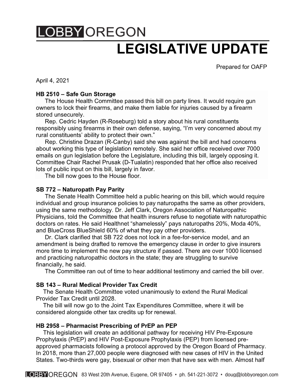 Legislative Update