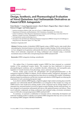 Design, Synthesis, and Pharmacological Evaluation of Novel Quinolone Aryl Sulfonamide Derivatives As Potent GPR55 Antagonists †