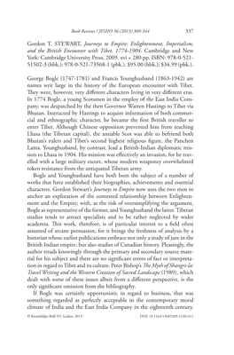 Gordon T. STEWART, Journeys to Empire: Enlightenment, Imperialism, and the British Encounter with Tibet, 1774-1904