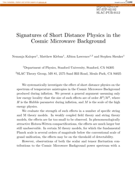 Signatures of Short Distance Physics in the Cosmic Microwave Background