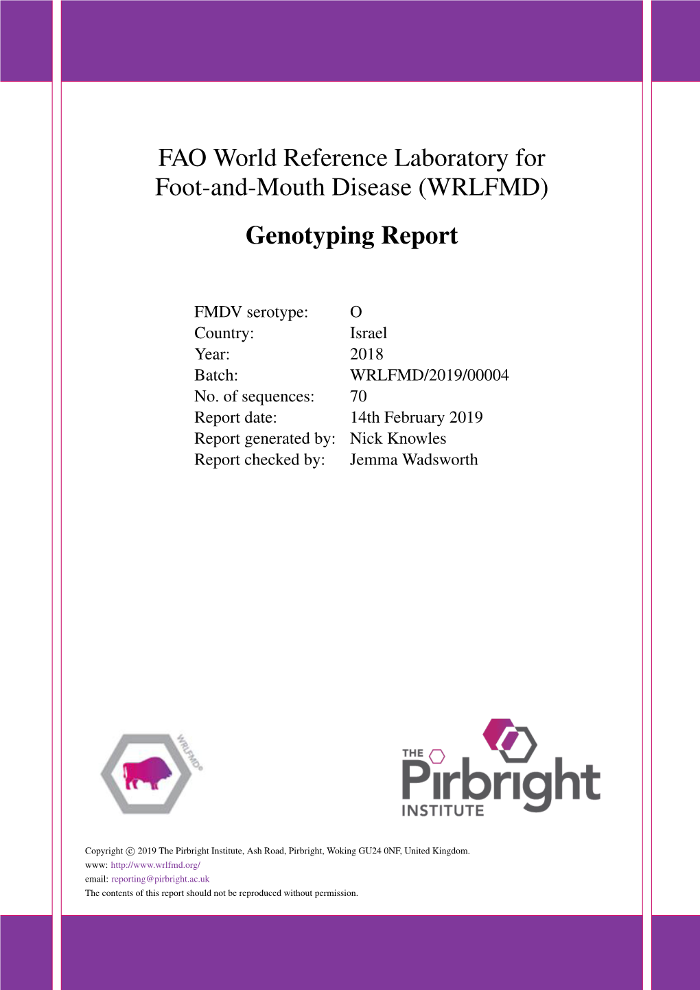 (WRLFMD) Genotyping Report