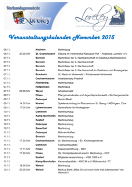 Veranstaltungskalender November 2015