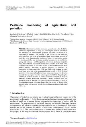 Pesticide Monitoring of Agricultural Soil Pollution
