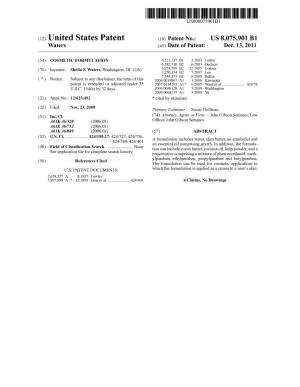 (12) United States Patent (10) Patent No.: US 8,075,901 B1 Waters (45) Date of Patent: Dec