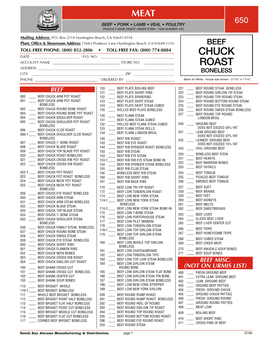 Order Form | Meat Department Product Name Inserts (650) | South