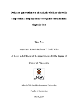 Oxidant Generation on Photolysis of Silver Chloride Suspensions: Implications to Organic Contaminant