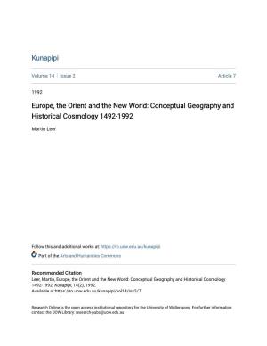 Europe, the Orient and the New World: Conceptual Geography and Historical Cosmology 1492-1992