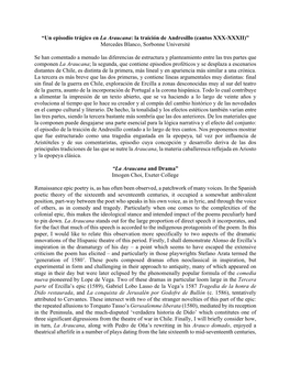 “Un Episodio Trágico En La Araucana: La Traición De Andresillo (Cantos XXX-XXXII)” Mercedes Blanco, Sorbonne Université