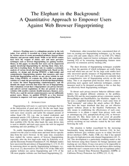 The Elephant in the Background: a Quantitative Approach to Empower Users Against Web Browser Fingerprinting