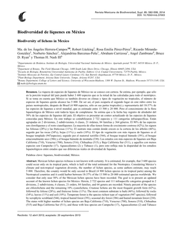 Biodiversidad De Líquenes En México