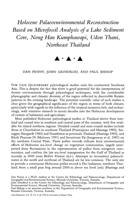 Holocene Palaeoenvironmental Reconstruction Based on Microfossil Analysis of a Lake Sediment Core, Nong Han Kumphawapi, Udon Thani, Northeast Thailand