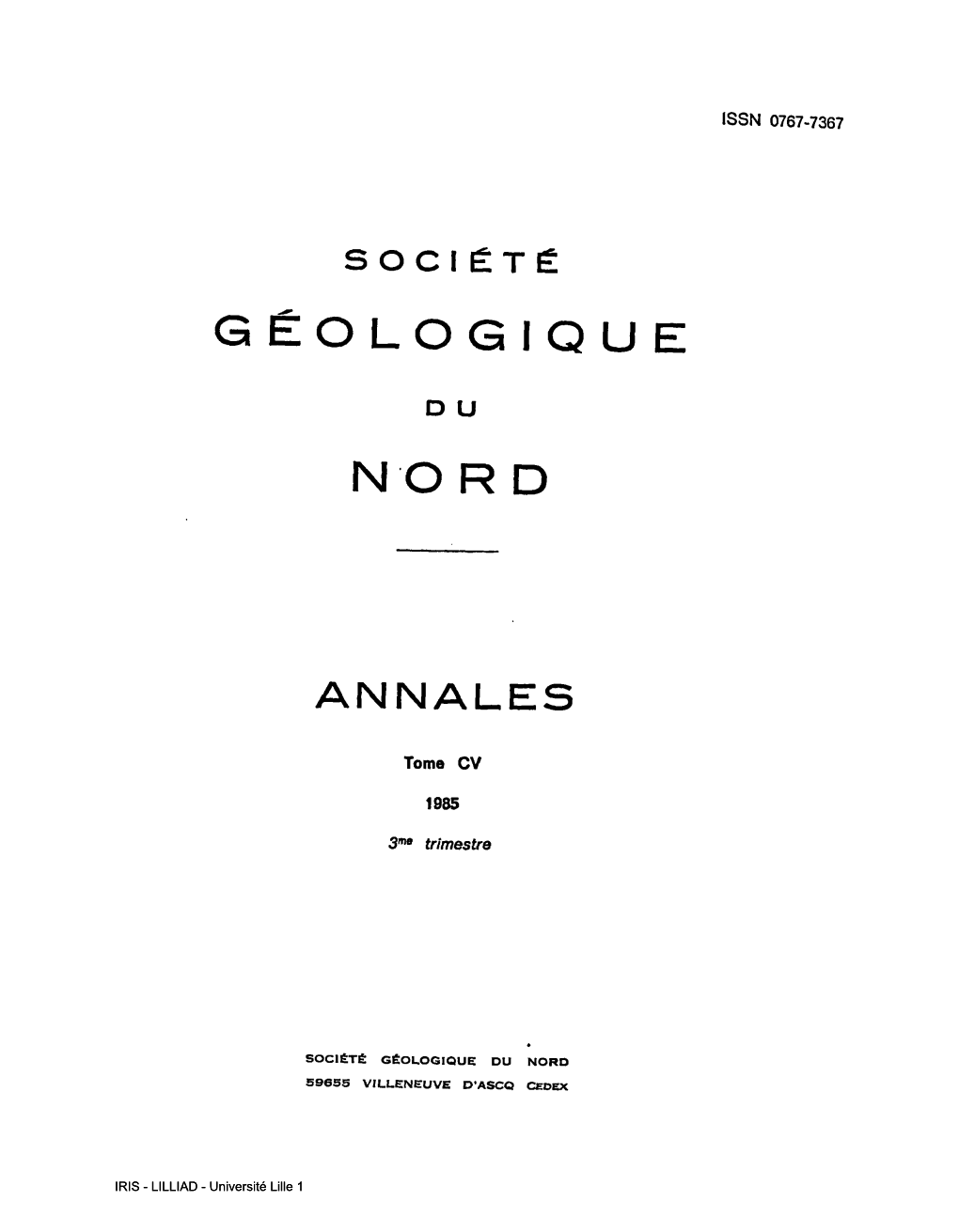 Géologique Nord Annales
