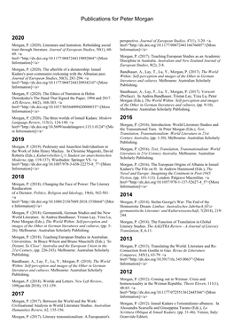 Publications for Peter Morgan 2020 2019 2018 2017 2016 2014 2013