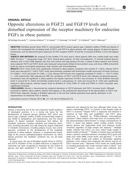 Opposite Alterations in FGF21 and FGF19 Levels and Disturbed Expression of the Receptor Machinery for Endocrine Fgfs in Obese Patients