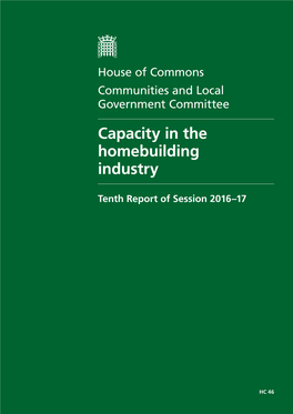 Capacity in the Homebuilding Industry