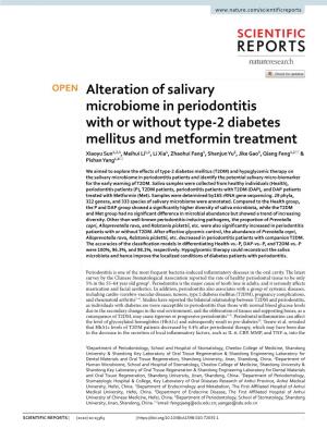 Alteration of Salivary Microbiome in Periodontitis with Or Without Type-2 Diabetes Mellitus and Metformin Treatment