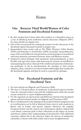 One Between Third World/Women of Color Feminism and Decolonial Feminism